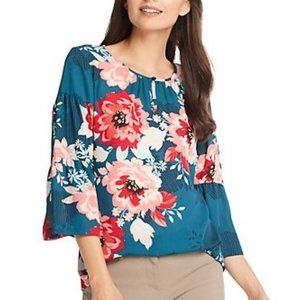 Green and Pink Floral Blouse